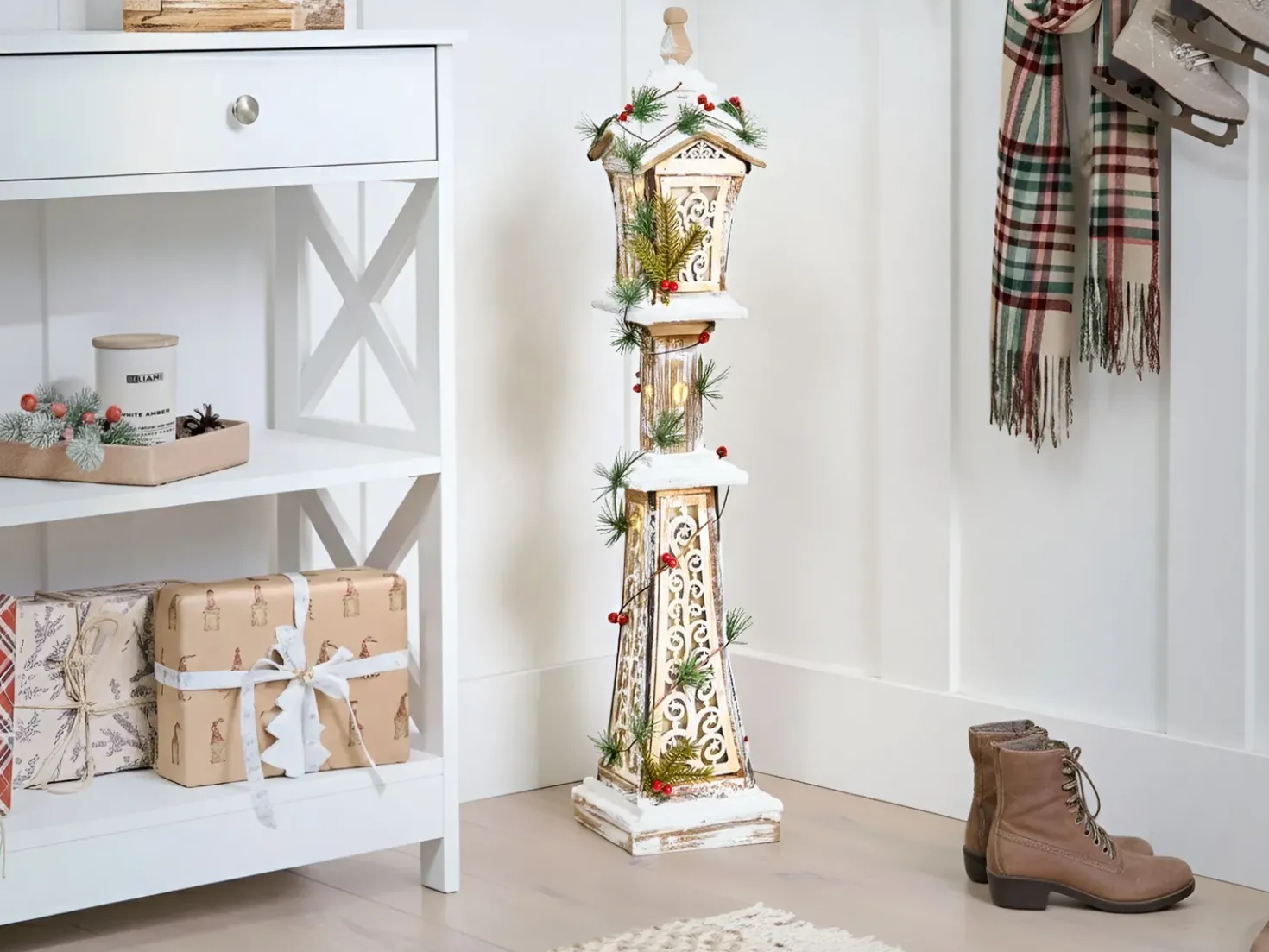 Decorazione natalizia LED LIESVESI Lampada da palo 80 cm Marrone chiaro
