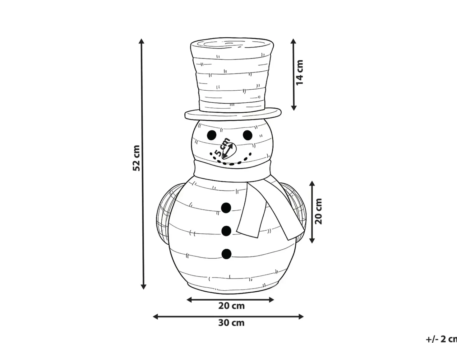 Decorazione natalizia LED OLAFSVIK Pupazzo di neve 52 cm Naturale