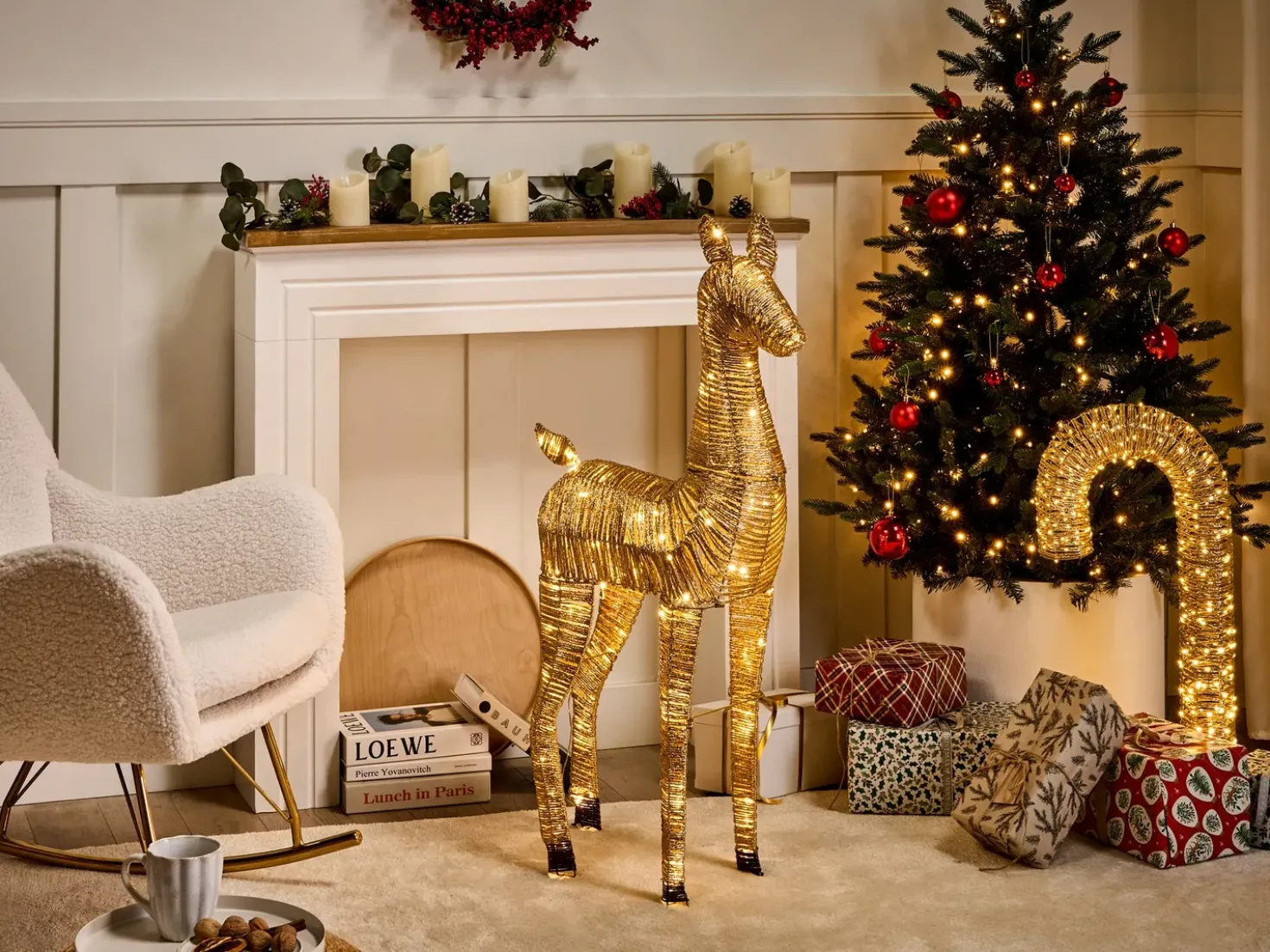 Decorazione natalizia LED AKUREYRI Renna 110 cm Oro