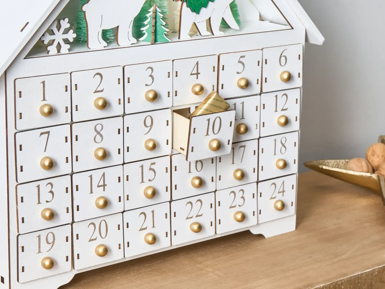 Decorazione natalizia LED MJOSA Calendario dell'Avvento 33 cm Bianco