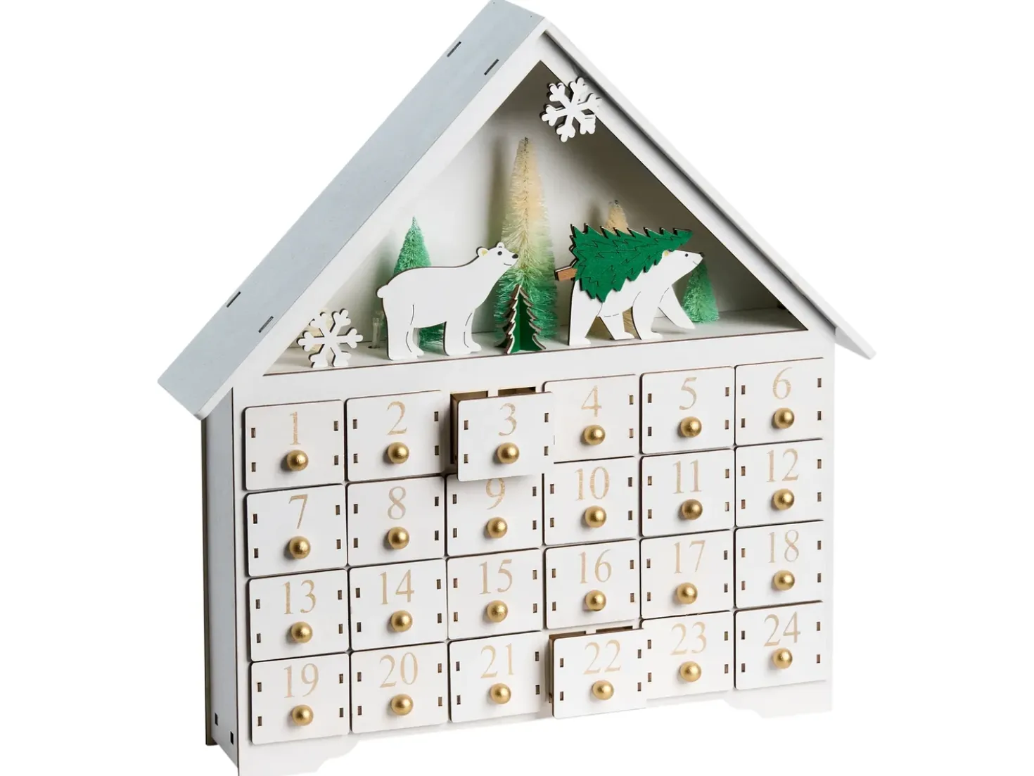 Decorazione natalizia LED MJOSA Calendario dell'Avvento 33 cm Bianco