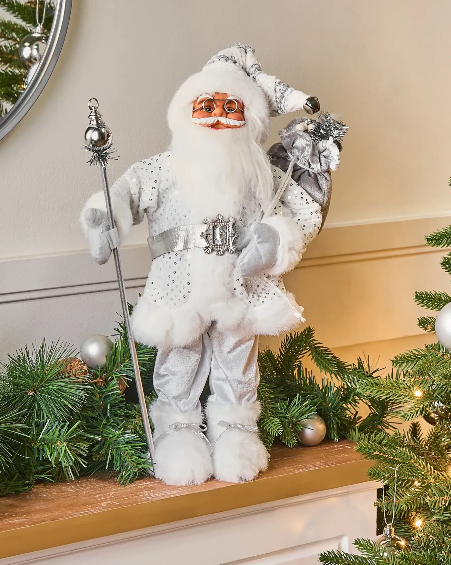 Decorazione natalizia NELAUG Babbo Natale 48 cm Argento