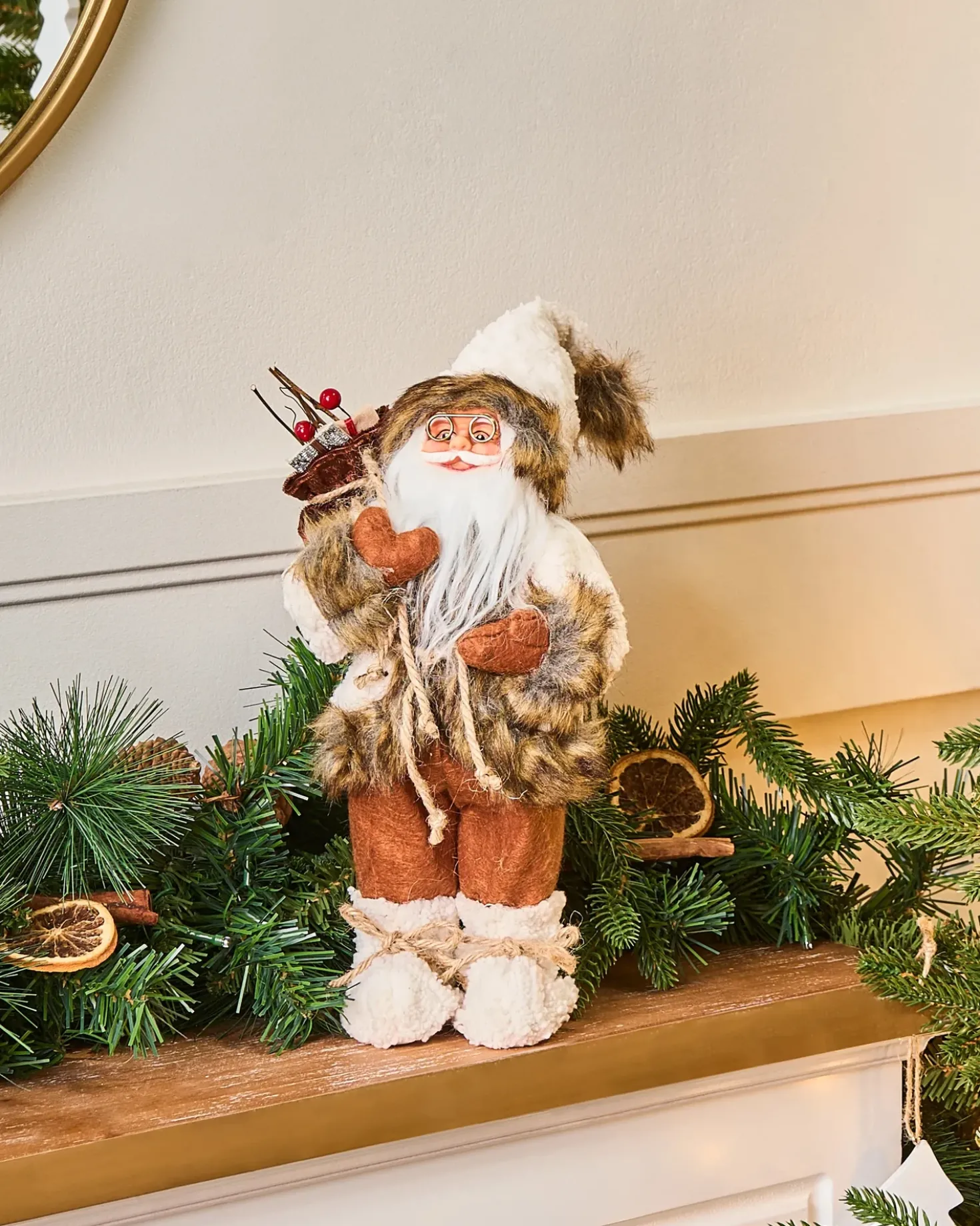 Decorazione natalizia SVARTEVATNET Babbo Natale 37 cm Marrone/Bianco