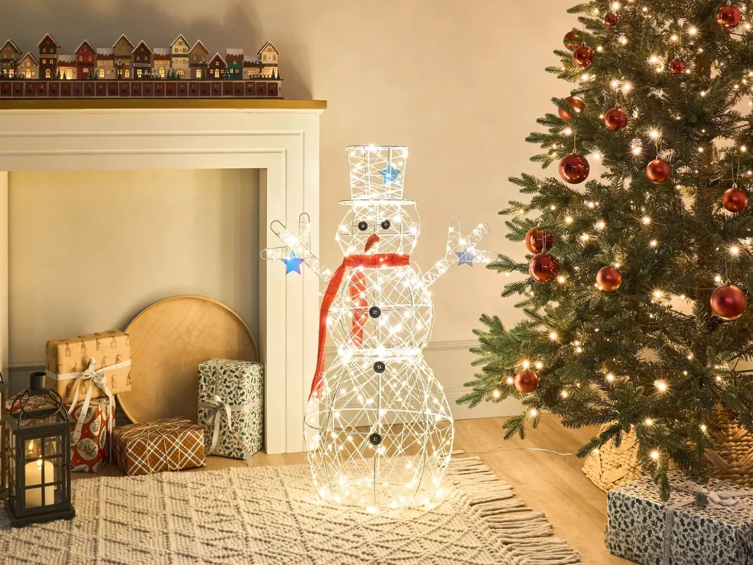 Decorazione per esterni LED VASMAN Pupazzo di neve 93 cm Bianco