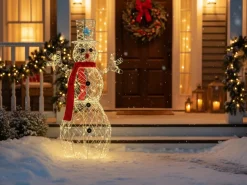 Decorazione per esterni LED VASMAN Pupazzo di neve 93 cm Bianco