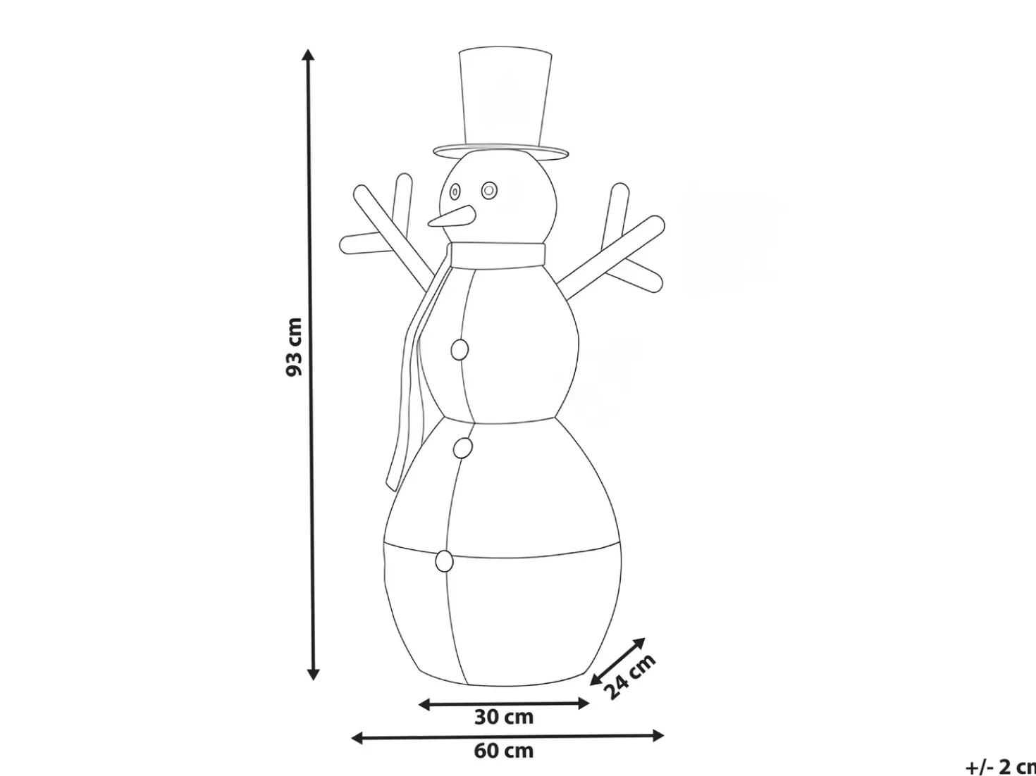 Decorazione per esterni LED VASMAN Pupazzo di neve 93 cm Bianco