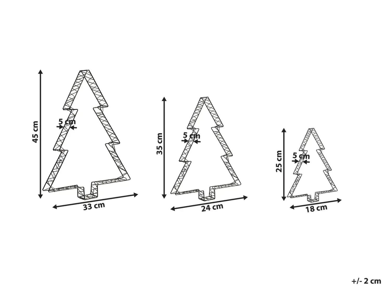 Decorazione per esterni LED LOFSEN Albero di Natale 45/35/25 cm Nero