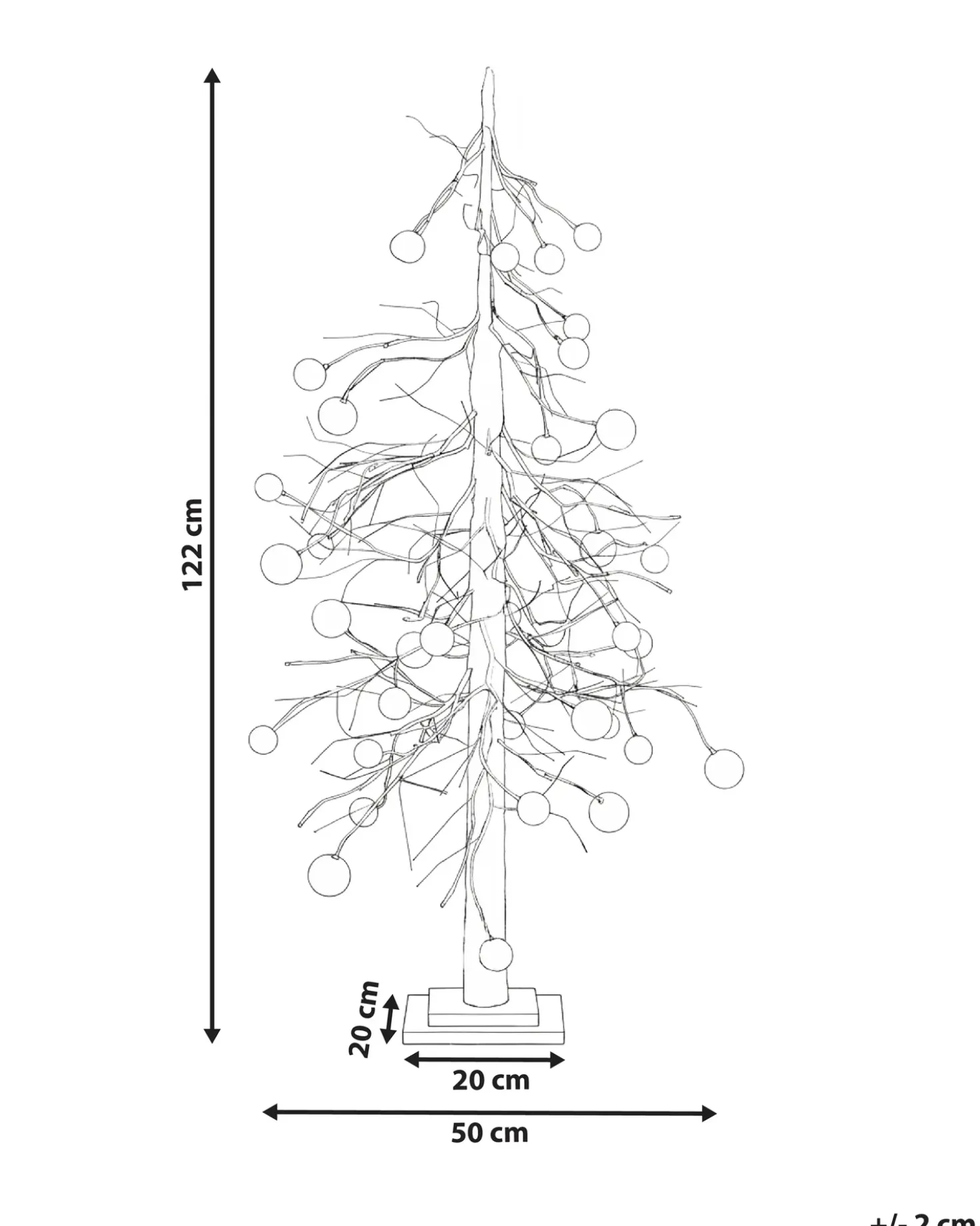 Decorazione per esterni LED HOLAR Albero di Natale 122 cm Bianco