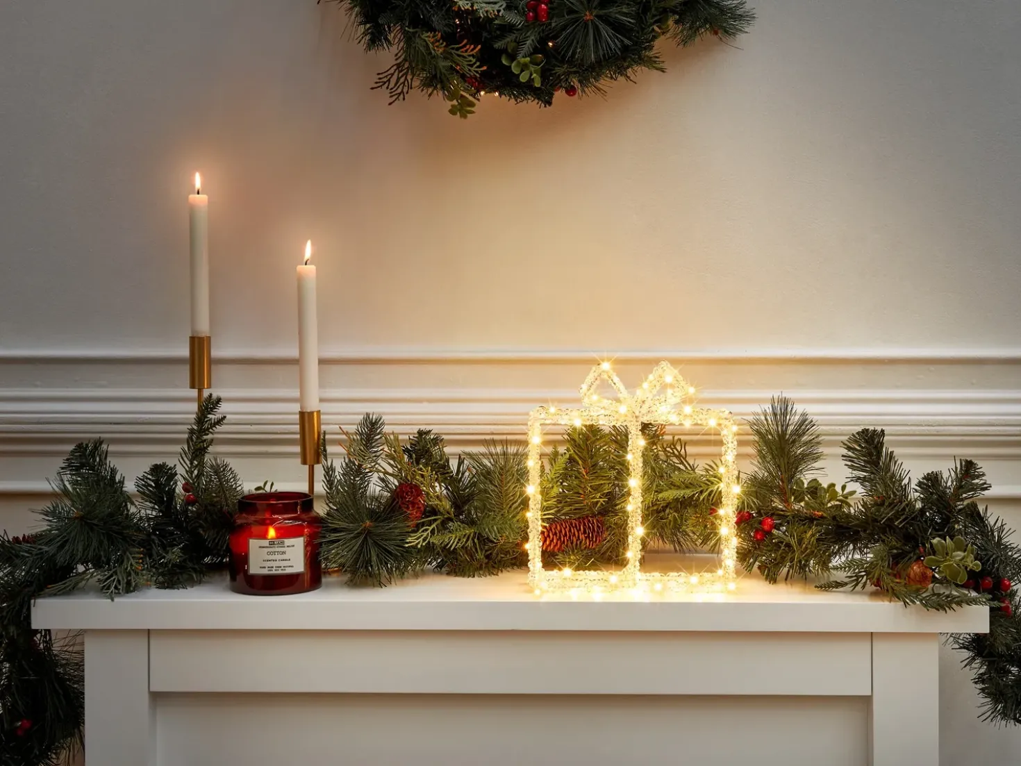 Decorazione per esterni LED KEMI Regali di Natale 25 cm Bianco