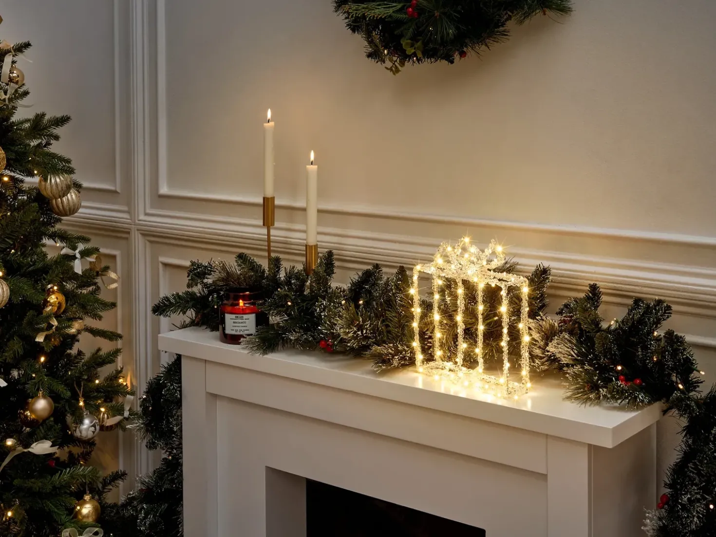 Decorazione per esterni LED KEMI Regali di Natale 25 cm Bianco