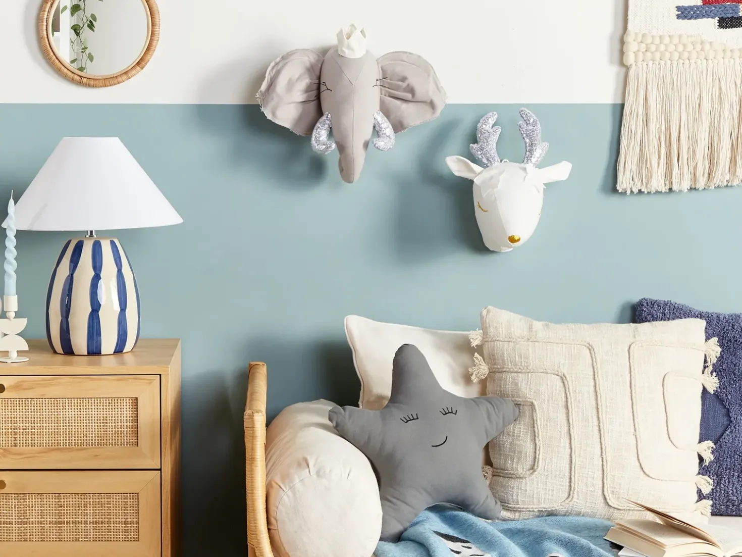 Decorazioni da Parete Cameretta Capriolo SUZY Cotone 29 cm Bianco