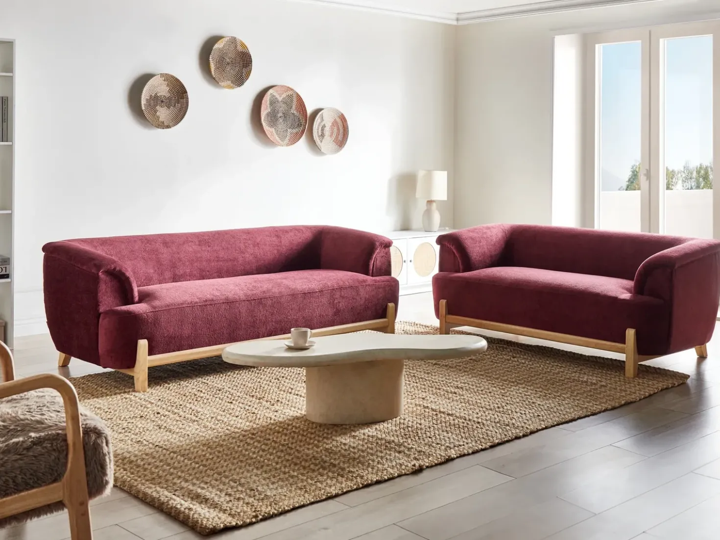 Divano 3 posti ALNOR Ciniglia Bordeaux