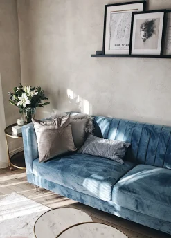 Divano 3 posti ARVIKA Velluto Azzurro