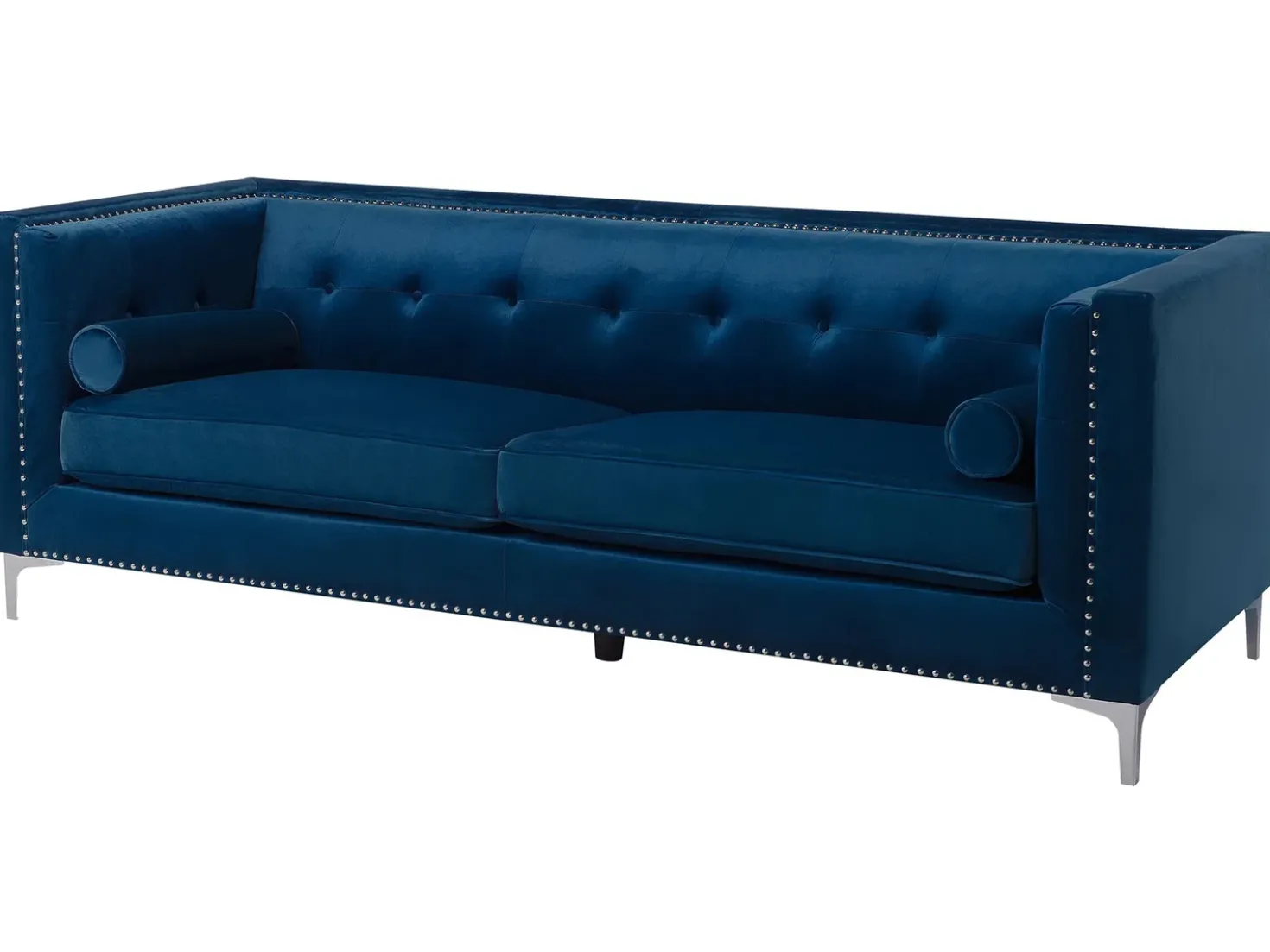 Divano 3 posti AVALDSENES Velluto Blu marino