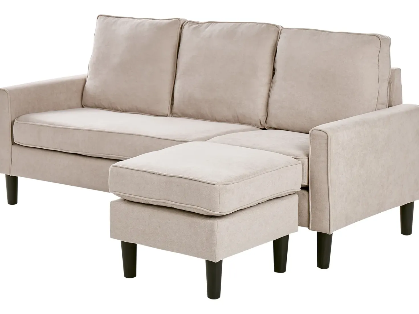 Divano 3 posti AVESTA Tessuto Beige con ottomana