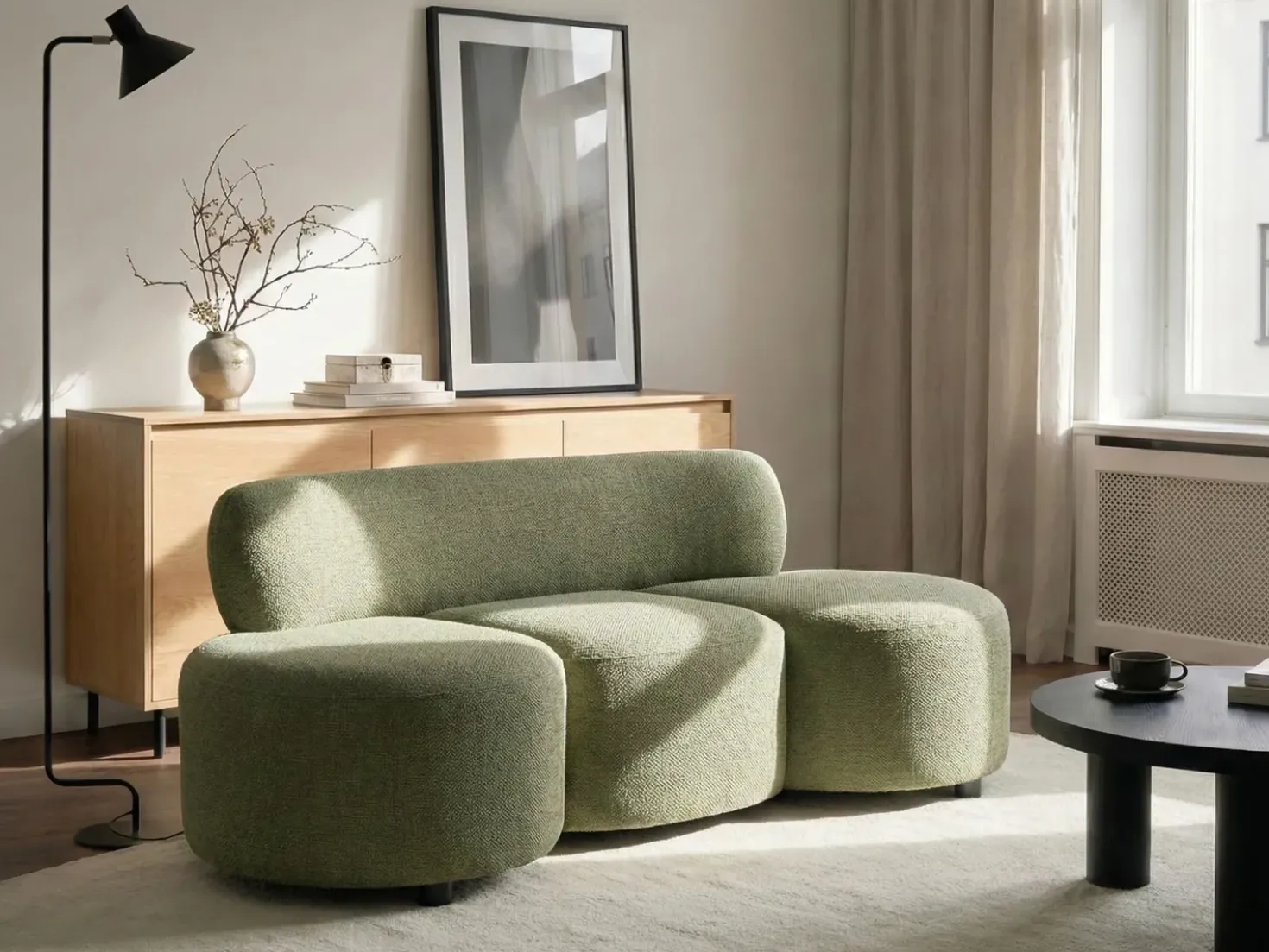 Divano 3 posti BLAVAND Tessuto Verde oliva