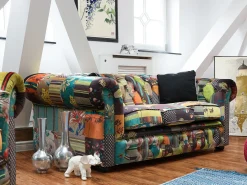 Divano 3 posti CHESTERFIELD Tessuto Verde chiaro