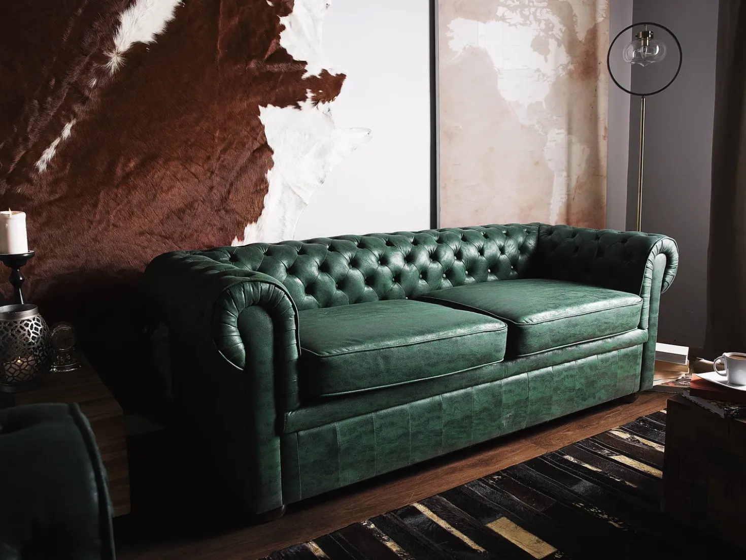 Divano 3 posti CHESTERFIELD Pelle sintetica Verde