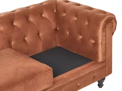 Divano 3 posti CHESTERFIELD Velluto Marrone dorato