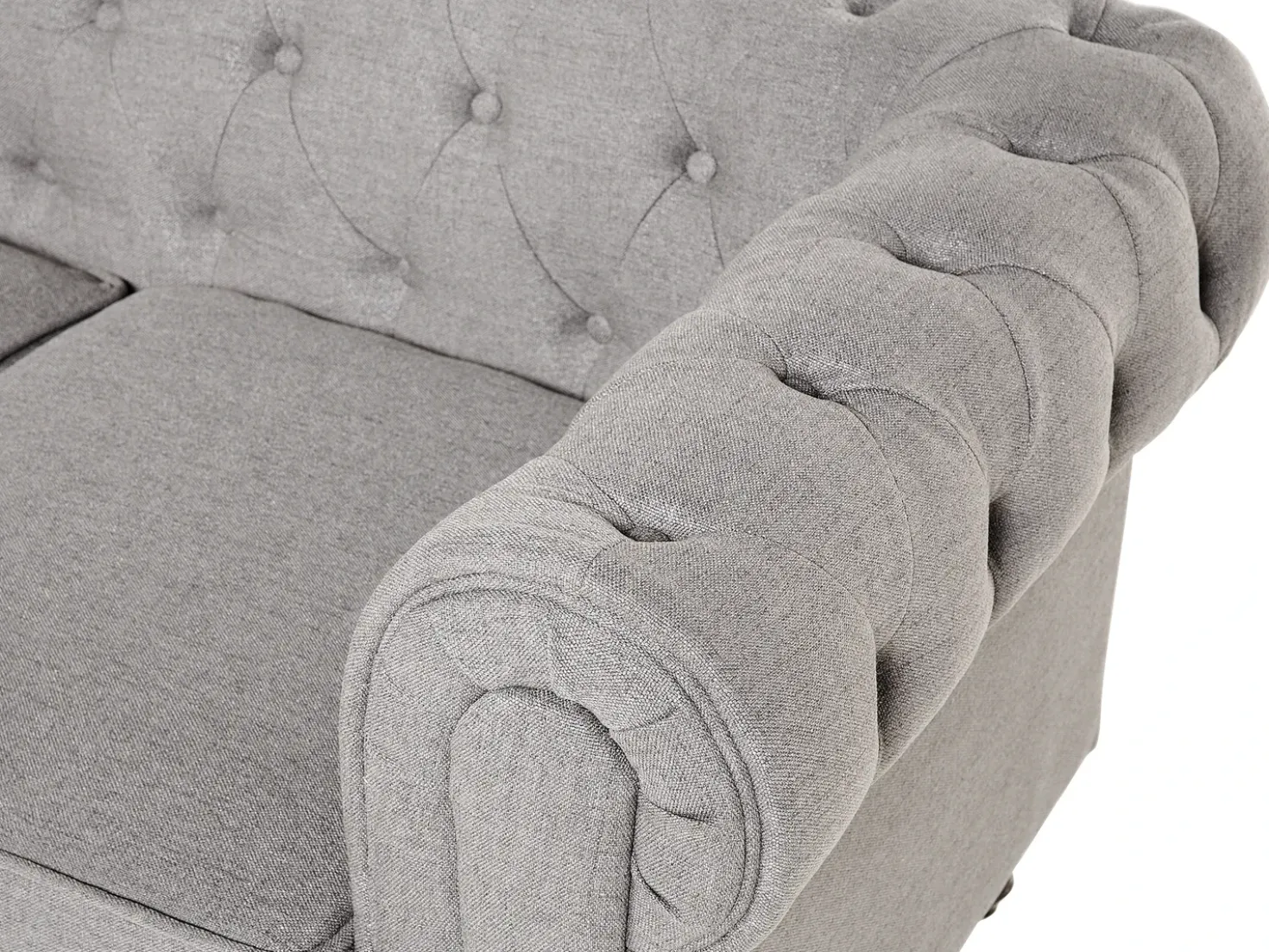 Divano 3 posti CHESTERFIELD Tessuto Grigio chiaro