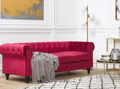 Divano 3 posti CHESTERFIELD Velluto Rosso scuro