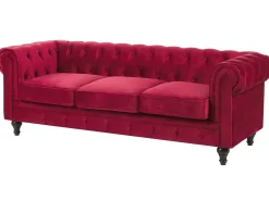 Divano 3 posti CHESTERFIELD Velluto Rosso scuro