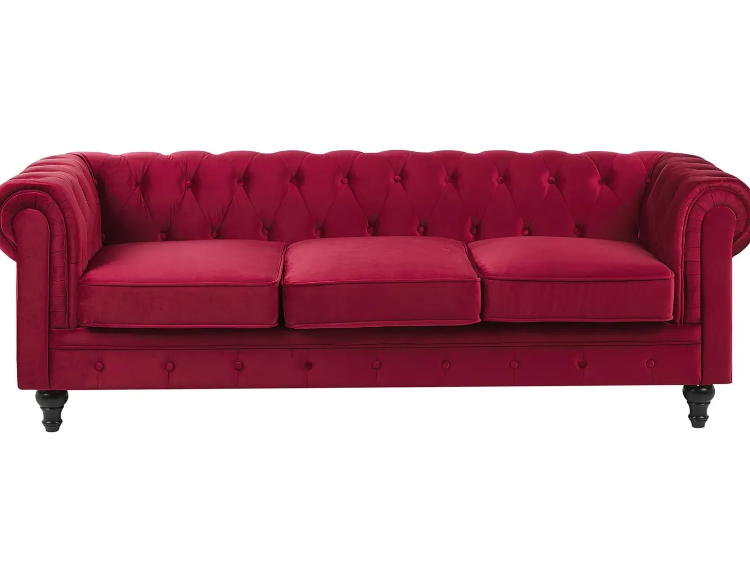 Divano 3 posti CHESTERFIELD Velluto Rosso scuro