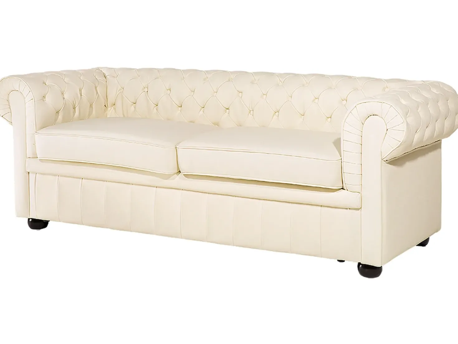 Divano 3 posti CHESTERFIELD Pelle naturale Beige chiaro