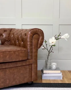 Divano 3 posti CHESTERFIELD Pelle sintetica Marrone dorato