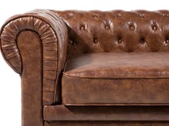 Divano 3 posti CHESTERFIELD Pelle sintetica Marrone dorato