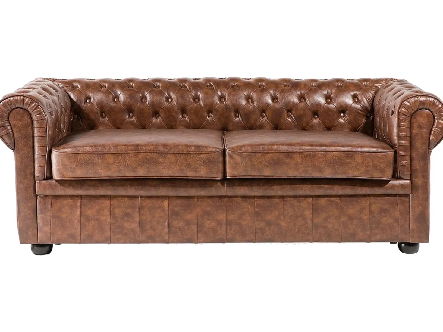 Divano 3 posti CHESTERFIELD Pelle sintetica Marrone dorato