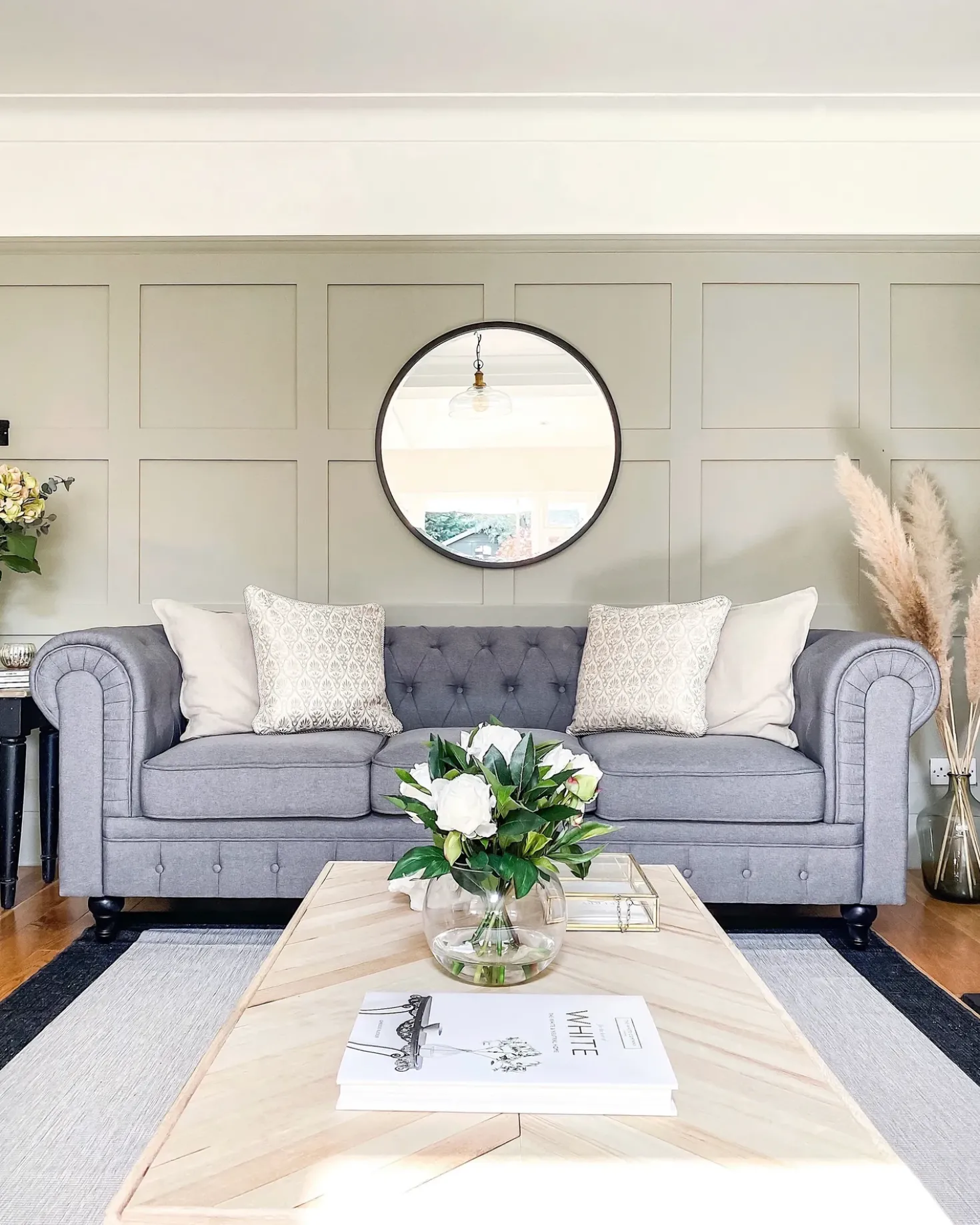 Divano 3 posti CHESTERFIELD Tessuto Grigio chiaro