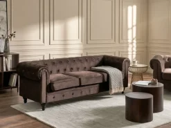 Divano 3 posti CHESTERFIELD Velluto Marrone scuro