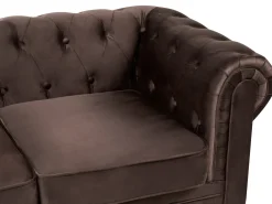 Divano 3 posti CHESTERFIELD Velluto Marrone scuro
