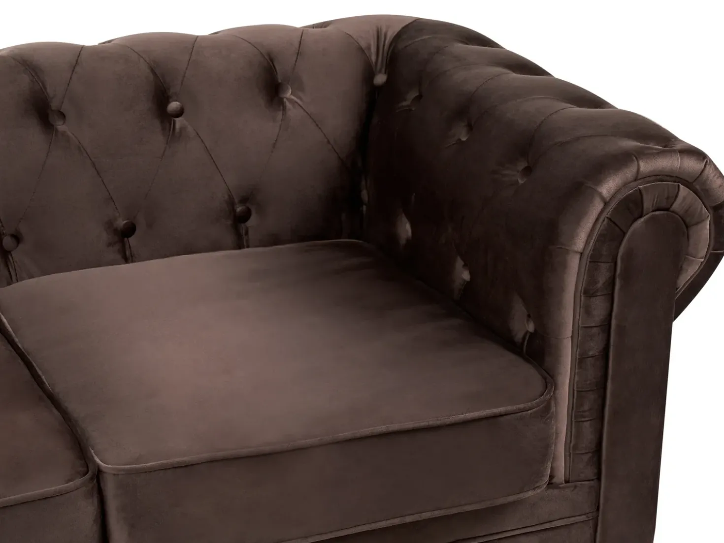 Divano 3 posti CHESTERFIELD Velluto Marrone scuro
