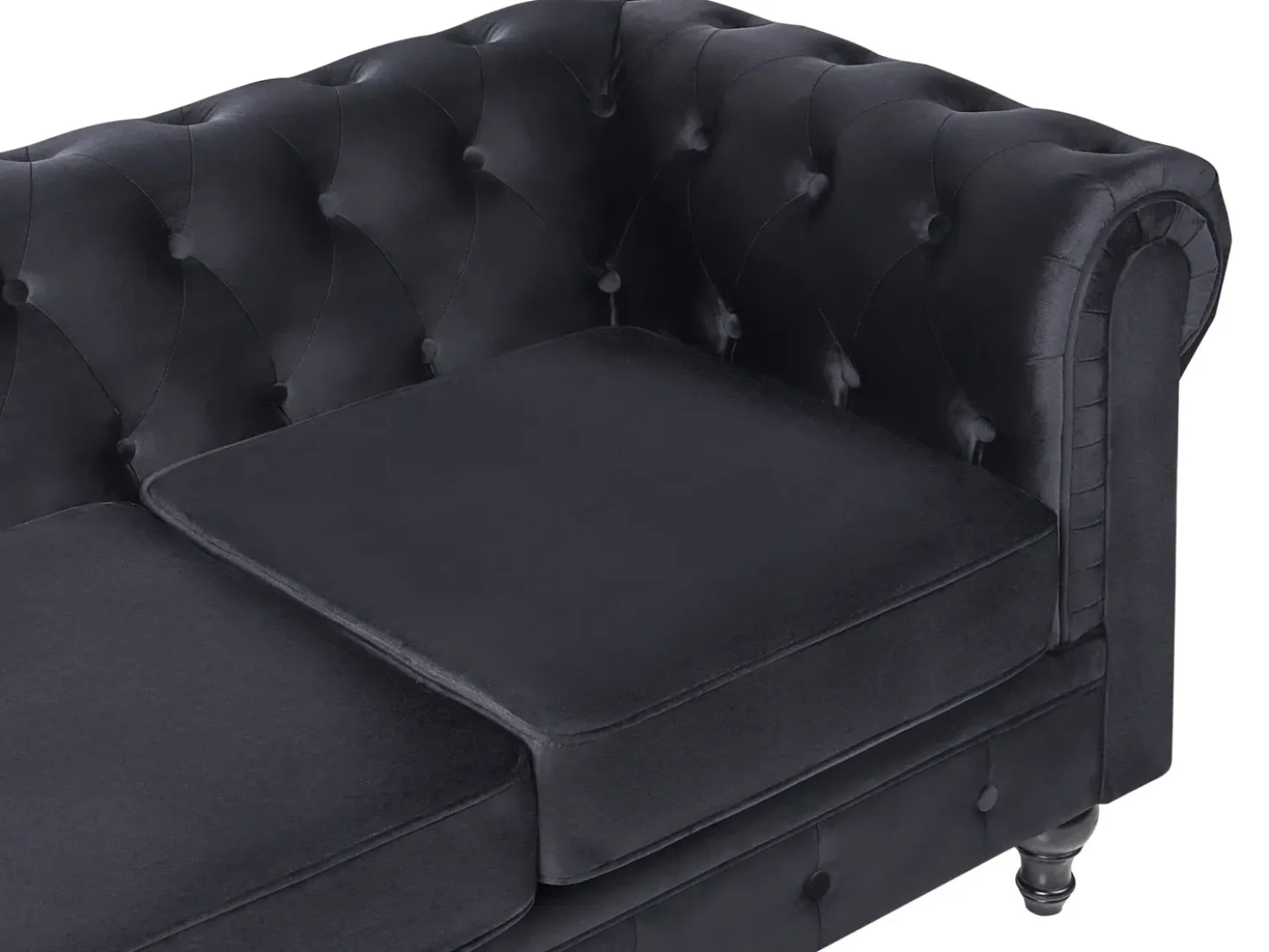 Divano 3 posti CHESTERFIELD Velluto Nero