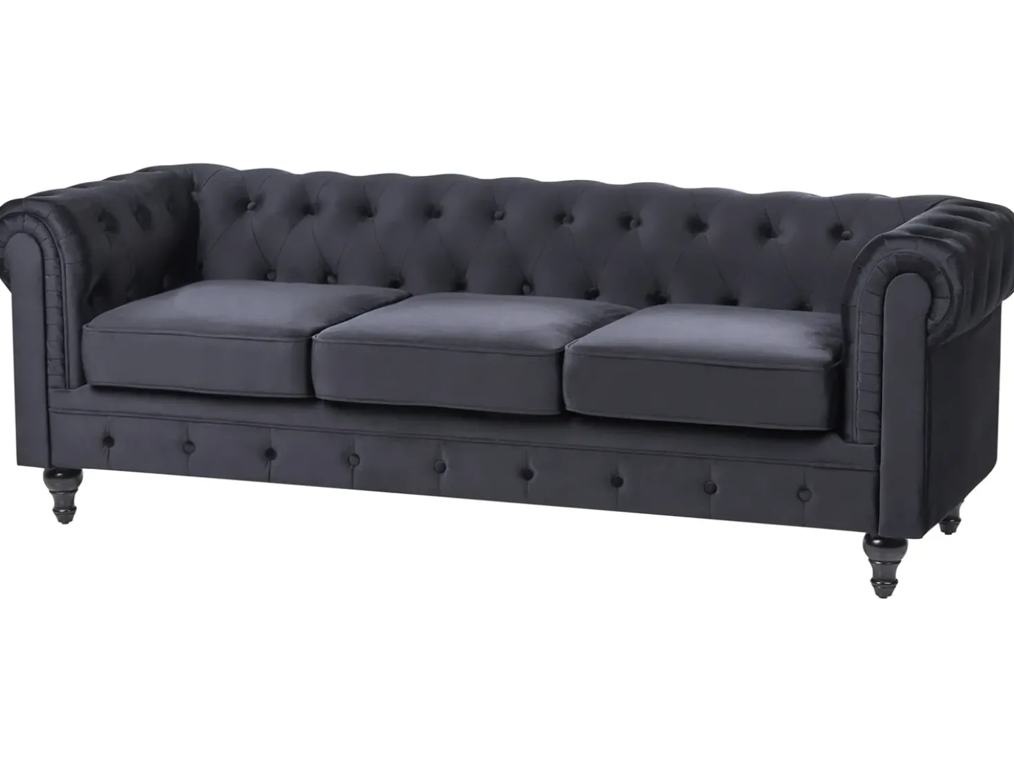 Divano 3 posti CHESTERFIELD Velluto Nero