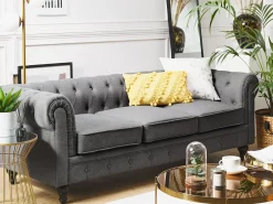 Divano 3 posti CHESTERFIELD Tessuto Grigio