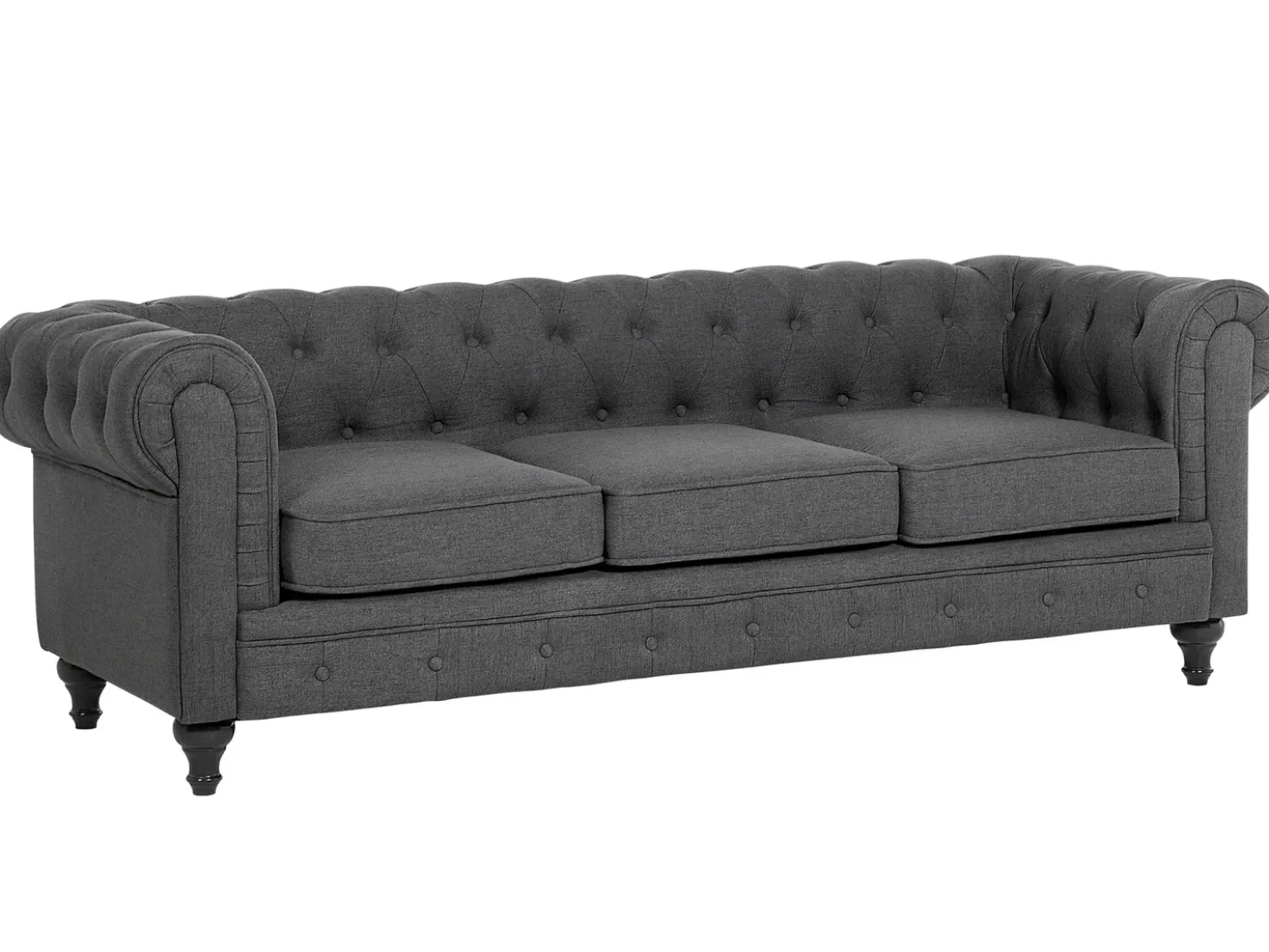 Divano 3 posti CHESTERFIELD Tessuto Grigio