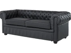 Divano 3 posti CHESTERFIELD Pelle naturale Nero
