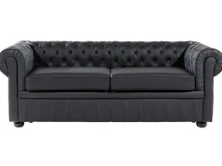 Divano 3 posti CHESTERFIELD Pelle naturale Nero