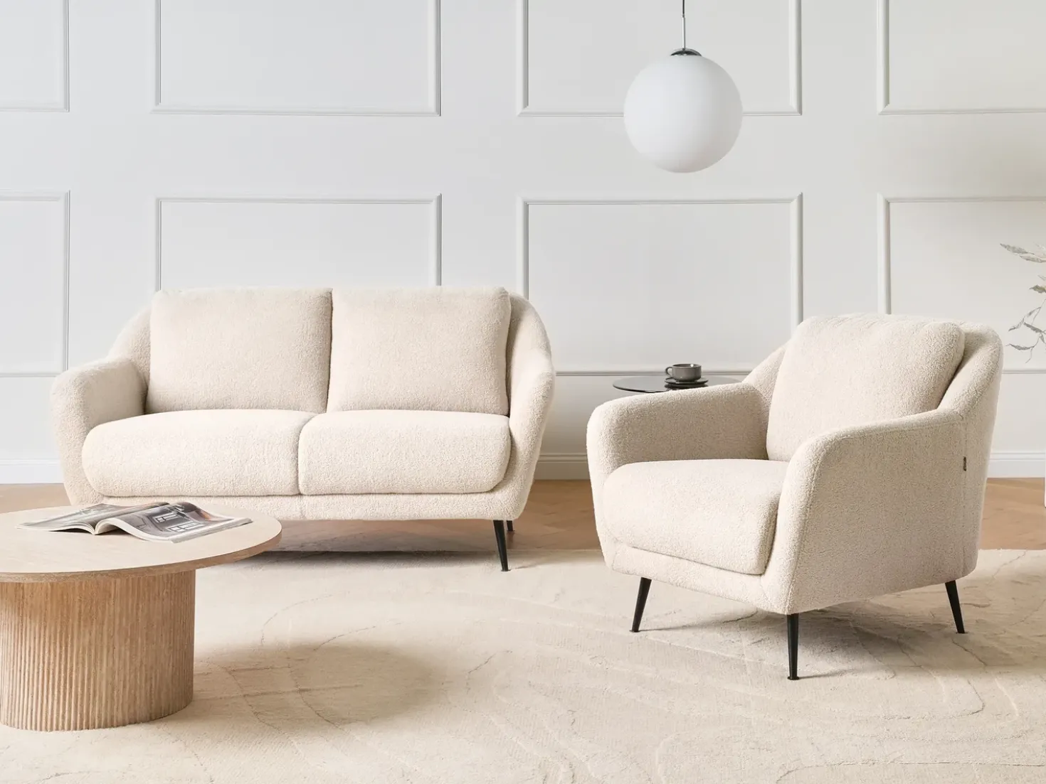Divano 2 posti EIBY Bouclé Beige