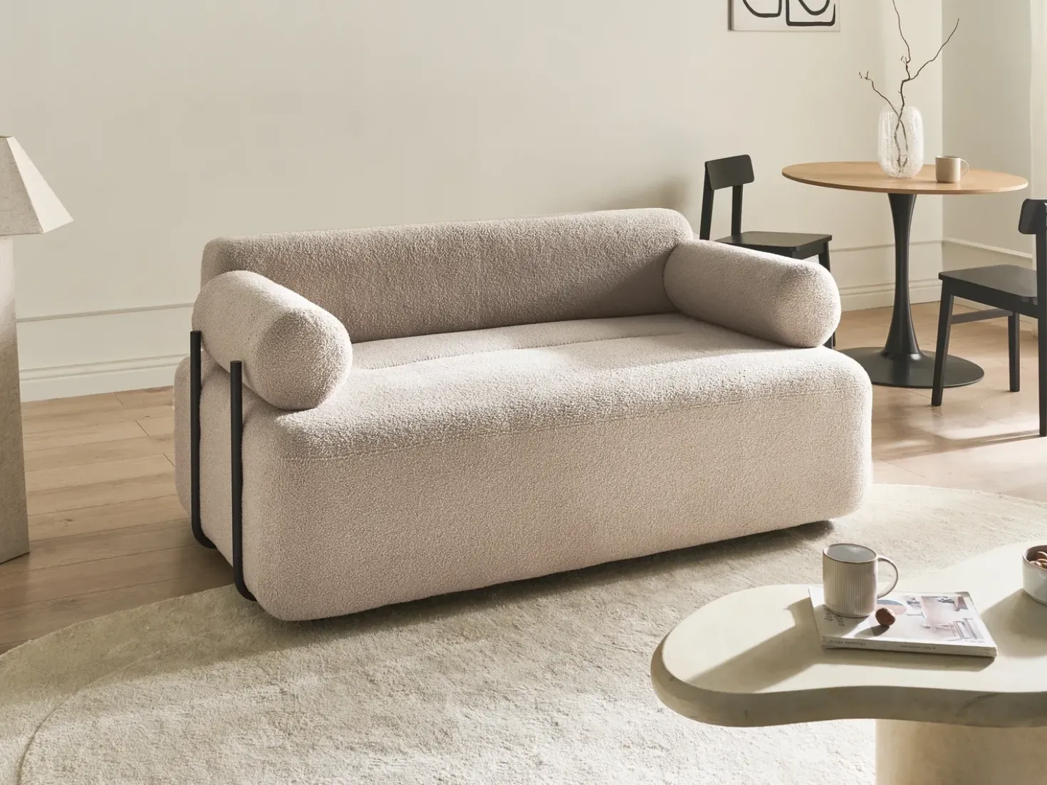 Divano 2 posti ELVA Bouclé Beige