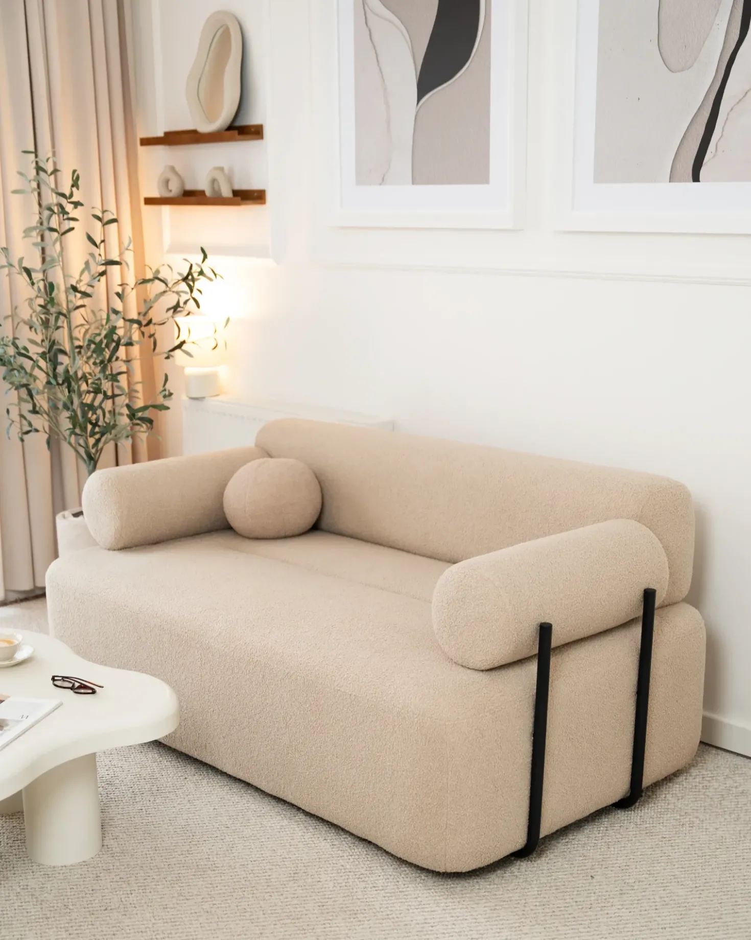 Divano 2 posti ELVA Bouclé Beige