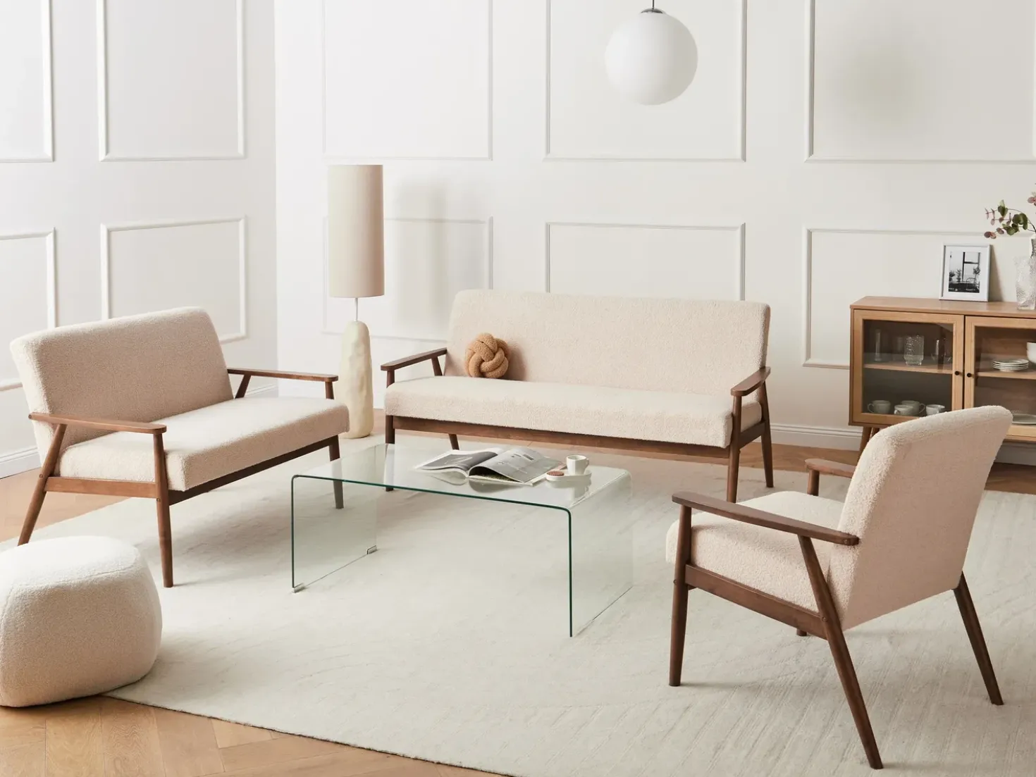 Divano 2 posti ESRUM Bouclé Marrone scuro/Beige