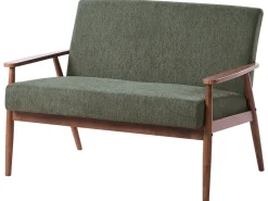 Divano 2 posti ESRUM Tessuto Marrone scuro/Verde