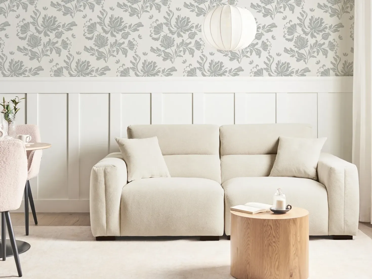 Divano 3 posti FAUSKAN Tessuto Beige chiaro