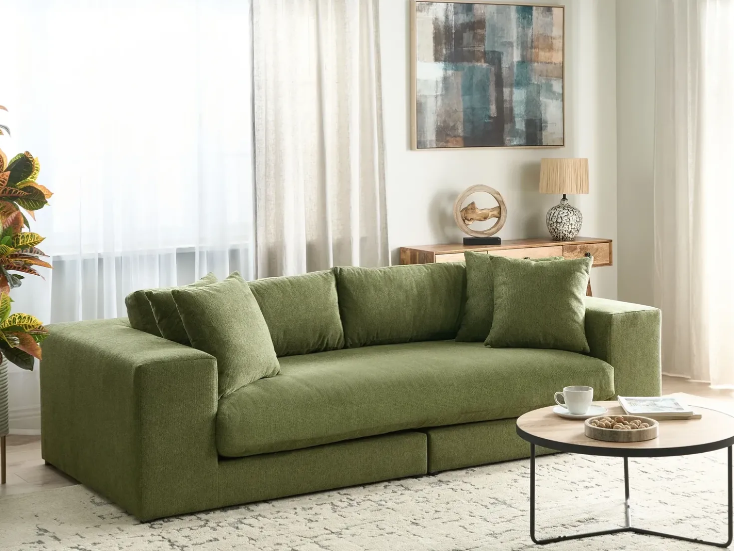 Divano 3 posti GLORVIKA Tessuto Verde scuro