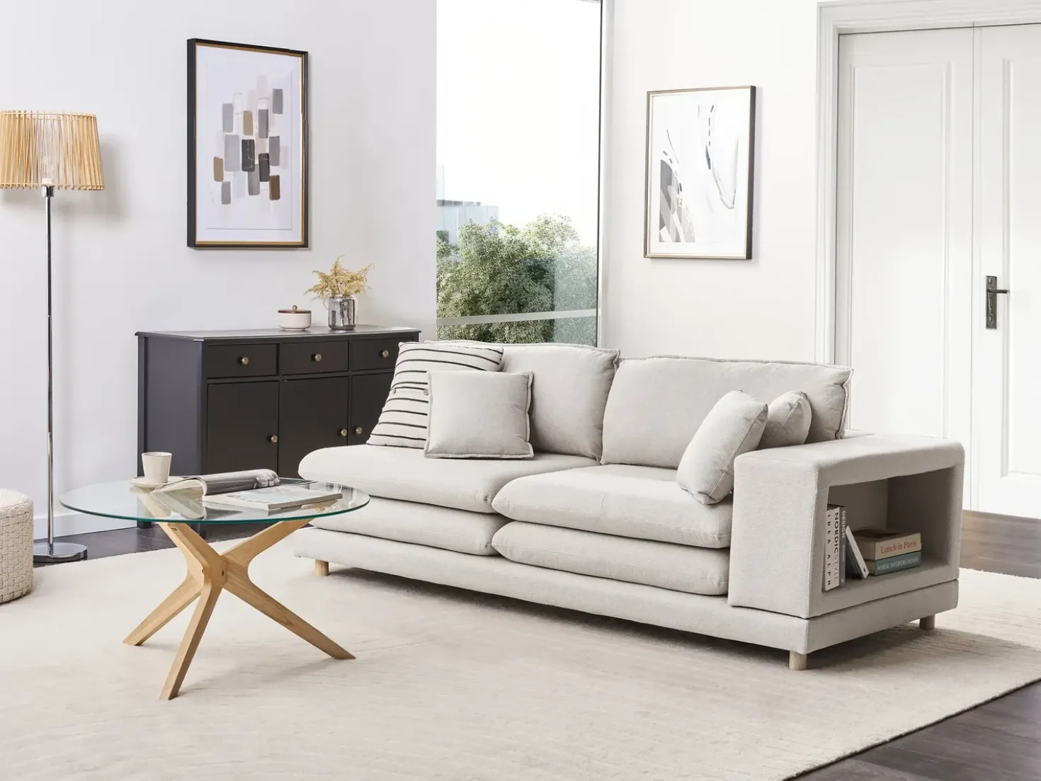 Divano 2 posti HEDEN Tessuto Beige con cuscino