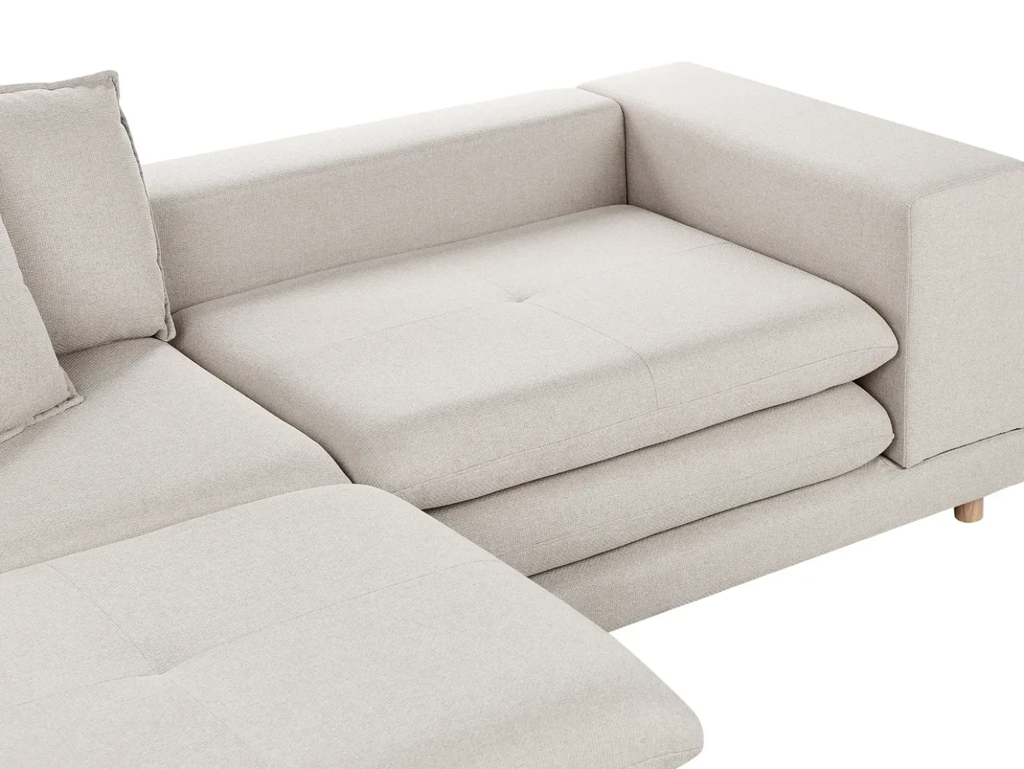 Divano 2 posti HEDEN Tessuto Beige con ottomana